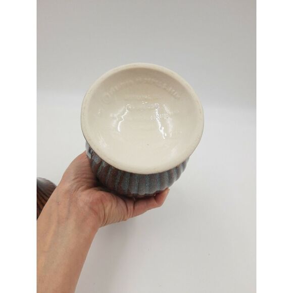 vtg JIM BEAM Collectible Decanter BOTTLE 1979 Urn Ribbed Brown & Blue - Picture 6 of 9